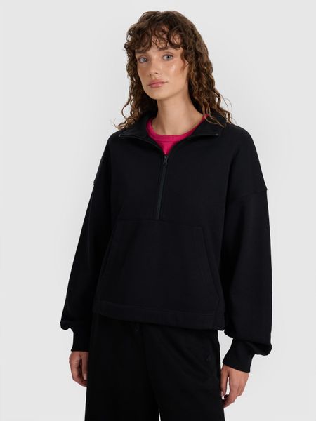 4F Bluza dresowa nierozpinana bez kaptura damska - czarna XL. Czarne bluzy 4f, l, bez wzorów, z bawełny, bez kaptura. W wyprzedaży za 139.99 zł.