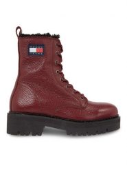 Tommy Jeans Botki Tjw Urban Tumbled Ltr Wl EN0EN02317 Bordowy. Czerwone botki Tommy Jeans, bez wzorów, z jeansu, bez obcasa, na płaskiej podeszwie, bez zapięcia. Za 849.99 zł.