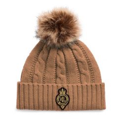 Czapka LAUREN RALPH LAUREN. Brązowe czapki Lauren Ralph Lauren, bez wzorów. Za 339.99 zł.