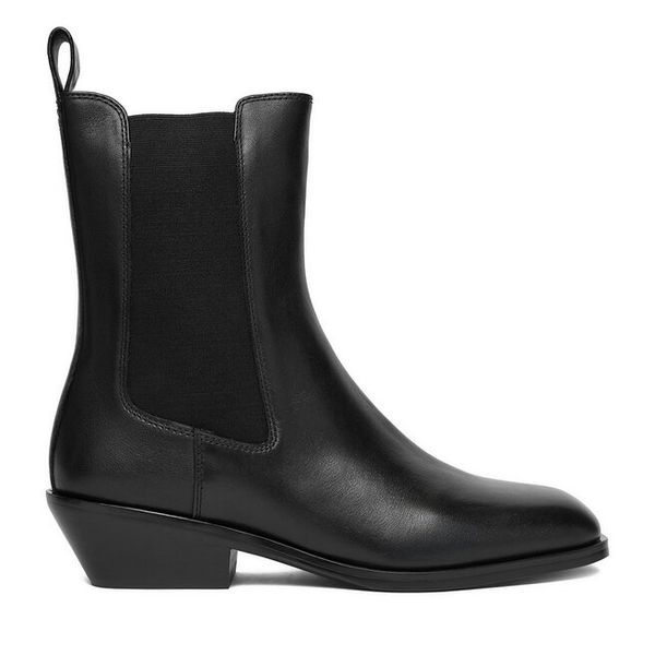 Sztyblety GINO ROSSI. Czarne botki Gino Rossi, bez wzorów, bez obcasa, na słupku, bez zapięcia. Za 429.99 zł.