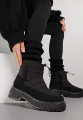 Czarne Śniegowce Ozdobione Pikowaną Cholewką Monalavea. Czarne trapery i śniegowce Born2be, z jeansu. Za 139.99 zł.