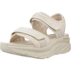 Sandały SKECHERS DLUX WALKER ADORE Beżowy. Brązowe sandały Skechers, bez wzorów, z tkaniny, bez obcasa, bez zapięcia. Za 266.99 zł.