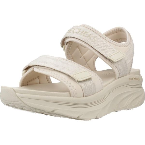 Sandały SKECHERS DLUX WALKER ADORE Beżowy. Białe sandały Skechers, bez wzorów, z tkaniny, bez obcasa, bez zapięcia. Za 253.99 zł.