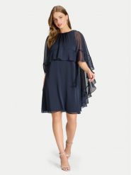 Swing Sukienka koktajlowa 5AJ09800 Granatowy Regular Fit. Niebieskie sukienki Swing, bez wzorów, z syntetyku, wizytowe, bez kołnierzyka, bez ramiączek. Za 879.99 zł.