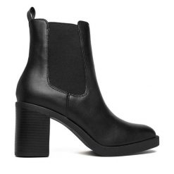 Botki JENNY. Czarne botki Jenny, bez wzorów, bez obcasa, na słupku, bez zapięcia. Za 179.99 zł.