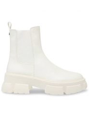 Steve Madden Skórzane sztyblety w kolorze kremowym rozmiar: 39. Brązowe botki Steve Madden, bez wzorów, bez obcasa, bez zapięcia. Za 228.38 zł.