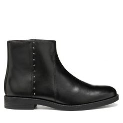 Botki Geox. Czarne botki Geox, bez wzorów, bez obcasa, na płaskiej podeszwie, bez zapięcia. Za 549.99 zł.