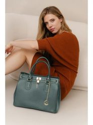 Lia Biassoni Skórzana torebka "Nure" w kolorze ciemnozielonym - 36 x 28 x 18 cm rozmiar: onesize. Zielone torby na ramię Lia Biassoni, bez wzorów, z materiału, przez ramię, bez dodatków. Za 304.99 zł.