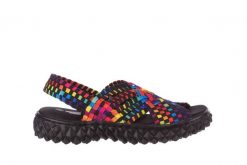 Sandały Rock Dakota Tutti Frutti Blk 23 032951, Czarny, Materiał. Czarne sandały Rock, bez wzorów, z materiału, rockowe, bez obcasa, na koturnie, bez zapięcia. Za 219.99 zł.