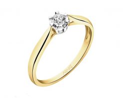 Pierścionek z żółtego złota z brylantem - 0,12 ct - próba 585. Żółte pierścionki Apart, z brylantem, złote. Za 2,690.00 zł.