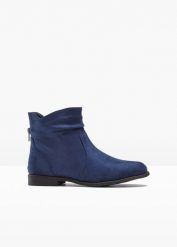 Botki z marszczeniem. Czerwone botki bonprix, bez wzorów, bez obcasa, bez zapięcia. Za 147.99 zł.