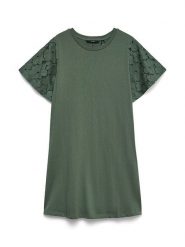Vero Moda Sukienka w kolorze ciemnozielonym rozmiar: S. Zielone sukienki Vero Moda, na co dzień, s, bez wzorów, z bawełny, bez kołnierzyka, bez ramiączek, mini, proste. Za 98.95 zł.