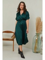 Curvy Lady Sukienka w kolorze ciemnozielonym rozmiar: 44/46. Zielone sukienki Curvy Lady, na co dzień, bez wzorów, z tkaniny, klasyczne, bez kołnierzyka, bez ramiączek, maxi, proste. Za 123.25 zł.