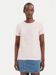 Guess T-Shirt V6GI12 K3325 Różowy Regular Fit. Czerwone t-shirty Guess, l, z aplikacjami, z bawełny, bez kołnierzyka, bez ramiączek. Za 194.99 zł.
