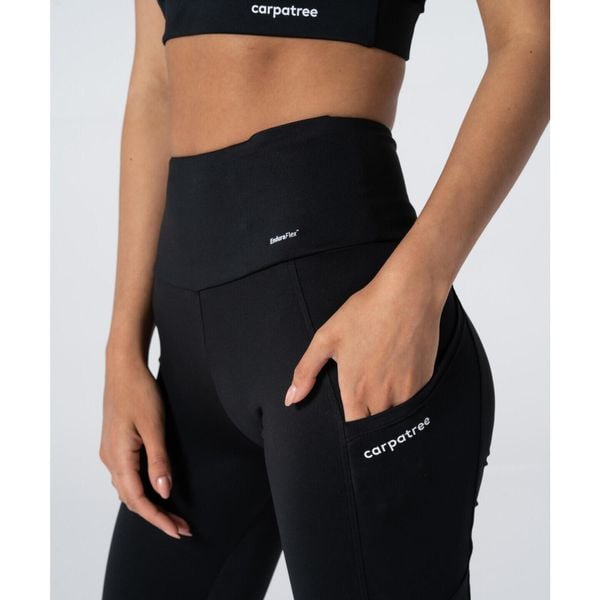 Legginsy z kieszeniami Libra czarne. Czarne legginsy Carpatree, l, bez wzorów, z elastanu, z podwyższonym stanem. Za 256.00 zł.