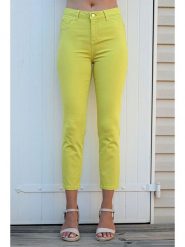 Bleu d'Azur Dżinsy "Paula" w kolorze jasnozielonym rozmiar: 50. Zielone jeansy Bleu d'Azur, z aplikacjami, z standardowym stanem. Za 205.95 zł.