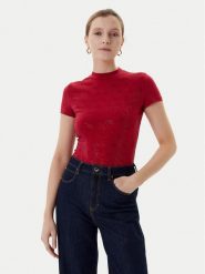 Guess T-Shirt W4BI26 J1314 Bordowy Regular Fit. Czerwone t-shirty Guess, m, z aplikacjami, z bawełny, bez kołnierzyka, bez ramiączek. Za 269.99 zł.