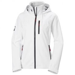 Kurtka narciarska damska Helly Hansen Crew. Białe kurtki narciarskie Helly Hansen, xl, z aplikacjami, z materiału, z kapturem, narciarskie. Za 732.00 zł.