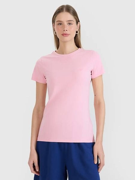 4F Koszulka w kolorze jasnoróżowym rozmiar: S. Różowe bluzki 4f, s, bez wzorów, bez kołnierzyka, bez ramiączek. Za 26.19 zł.