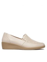 Caprice Półbuty 9-24352-46 Écru. Białe czółenka Caprice, bez wzorów, ze skóry, bez obcasa, na koturnie, bez zapięcia. Za 234.99 zł.