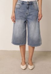 Niebieskie Jeansowe Szorty Casual o Kroju Typu Bermudy z Bawełną Pheradia. Niebieskie szorty Born2be, bez wzorów, z bawełny, casualowe. Za 119.99 zł.