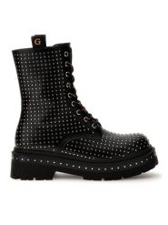 Guess Botki Joya FL7JYA PEL10 Czarny. Czarne botki Guess, z aplikacjami, ze skóry, bez obcasa, na płaskiej podeszwie, bez zapięcia. Za 929.99 zł.