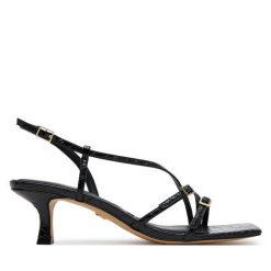 Sandały Aldo. Czarne sandały Aldo, bez wzorów, bez obcasa, na szpilce, bez zapięcia. Za 239.99 zł.