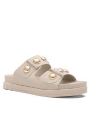 DeeZee Klapki WS6099-01 Beżowy. Brązowe klapki DeeZee, bez wzorów, z syntetyku, bez obcasa. Za 119.99 zł.