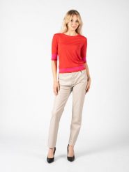Pinko Bluzka "Melon" | 1G181W A02M | Kobieta | Czerwony. Czerwone bluzki Pinko, m, bez wzorów, z wełny, bez kołnierzyka, bez ramiączek. W wyprzedaży za 319.00 zł.