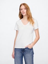 GAP Koszulka w kolorze białym rozmiar: XL. Białe bluzki GAP, xl, bez wzorów, z bawełny, bez kołnierzyka, bez ramiączek. Za 61.89 zł.