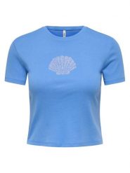 ONLY T-Shirt Kira 15346419 Niebieski Regular Fit. Niebieskie t-shirty Only, xs, bez wzorów, z bawełny, bez kołnierzyka, bez ramiączek. Za 64.99 zł.