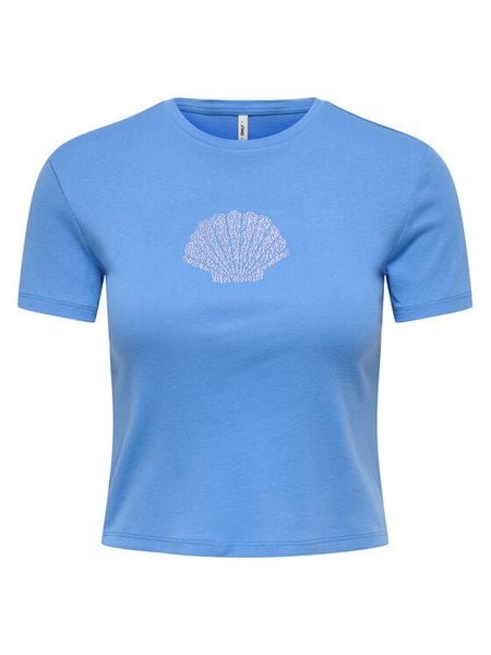 ONLY T-Shirt Kira 15346419 Niebieski Regular Fit. Niebieskie t-shirty Only, m, bez wzorów, z bawełny, bez kołnierzyka, bez ramiączek. Za 53.99 zł.