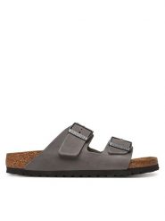 Birkenstock Klapki Arizona LEOI 1027026 Szary. Szare klapki Birkenstock, bez wzorów, ze skóry, bez obcasa. Za 409.99 zł.