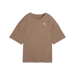Damska koszulka z nadrukiem Puma Essentials. Brązowe koszulki sportowe Puma, bez wzorów, bez ramiączek. Za 158.00 zł.