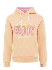 Zwillingsherz Bluza "Enjoy" w kolorze brzoskwiniowym rozmiar: M. Pomarańczowe bluzy Zwillingsherz, m, bez wzorów, z kapturem. Za 208.99 zł.