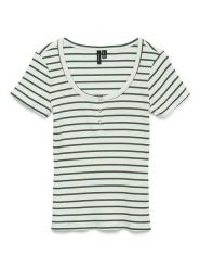 Vero Moda Koszulka w kolorze biało-zielonym rozmiar: M. Białe bluzki Vero Moda, m, bez wzorów, prążkowane, bez kołnierzyka, bez ramiączek. Za 62.45 zł.