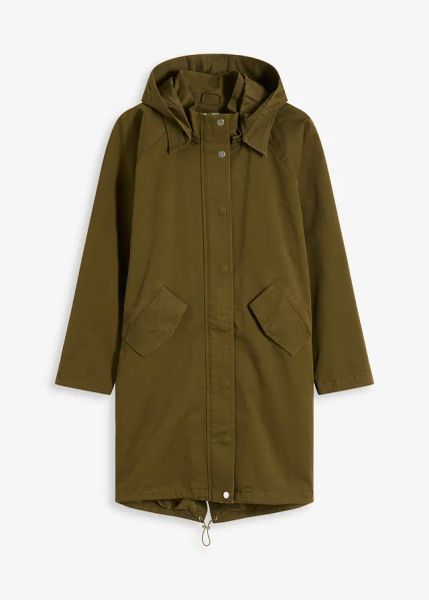 Parka hydrofobowa. Zielone parki bonprix, bez kaptura. Za 369.99 zł.