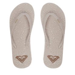 Japonki Roxy. Brązowe klapki Roxy, bez wzorów, bez obcasa. Za 69.99 zł.