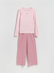 Dwuczęściowa piżama - pastelowy róż. Czerwone piżamy Reserved, bez wzorów, z bawełny, bez ramiączek. Za 139.99 zł.