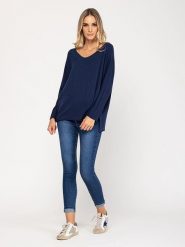 Tantra Sweter w kolorze granatowym rozmiar: onesize. Niebieskie swetry Tantra, bez wzorów, z wełny, bez ramiączek. Za 113.63 zł.