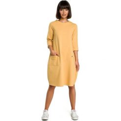 BeWear sukienka damska L żółty. Żółte sukienki Bewear, na co dzień, l, bez wzorów, z materiału, bez kołnierzyka, bez ramiączek, proste. Za 219.00 zł.