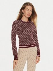 Guess Sweter Lise W4BR21 Z37K0 Bordowy Slim Fit. Czerwone swetry Guess, xs, z aplikacjami, z syntetyku, bez ramiączek. Za 199.99 zł.