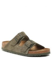 Birkenstock Sandały Arizona 1025720 Zielony. Zielone sandały Birkenstock, bez wzorów, ze skóry, bez obcasa, na płaskiej podeszwie, bez zapięcia. Za 539.99 zł.