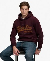 Superdry Bluza z kapturem Vintage Logo Heritage Relaxed. Czerwone bluzy Superdry, l, bez wzorów, z bawełny, z kapturem. Za 373.45 zł.