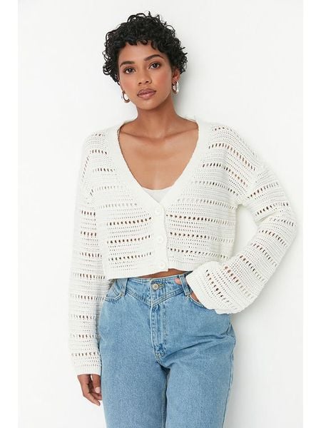 Trendyol Kardigan w kolorze białym rozmiar: S. Białe kardigany Trendyol, s, bez wzorów. Za 78.66 zł.