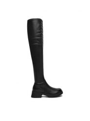 DeeZee Muszkieterki TYA81-J218 Czarny. Czarne kozaki DeeZee, z materiału, bez obcasa, na płaskiej podeszwie, bez zapięcia. Za 249.99 zł.