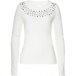 Sweter z perełkami bonprix biel wełny. Swetry marki bonprix. Za 37.99 zł.