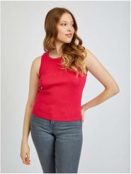 Orsay Top w kolorze różowym rozmiar: M. Różowe topy Orsay, m, bez wzorów, prążkowane, bez kołnierzyka, bez ramiączek. Za 34.99 zł.