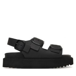 Sandały Scholl. Czarne sandały Scholl, bez wzorów, bez obcasa, na płaskiej podeszwie, bez zapięcia. Za 547.99 zł.