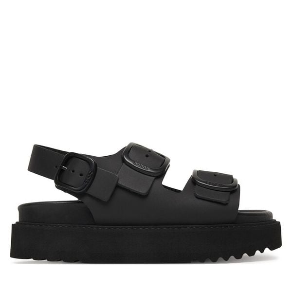 Sandały Scholl. Czarne sandały Scholl, bez wzorów, bez obcasa, na płaskiej podeszwie, bez zapięcia. Za 547.99 zł.